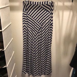 Navy Blue and Gray striped maxi skirt